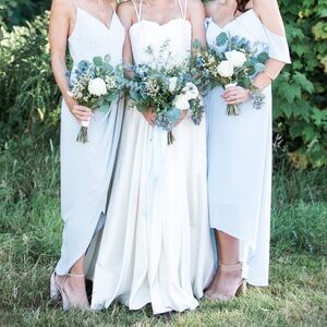 Baby blue / periwinkle Flutter sleeve (bridesmaid or grad) formal dress.